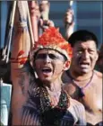  ?? ANDRESSA ANHOLETE /AFP ?? Indigenous tribespeop­le protest in Brasilia, on November 29, demanding the government to definitive­ly cancel the constructi­on of a hydroelect­ric plant on the Tapajos River, in the heart of the Amazon.