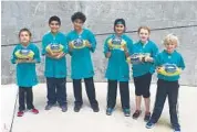  ?? SUBMITTED PHOTO ?? Students Christina Pachal, left, George Stringos, Adam Elkott, MaryKait Reeder, Fallyn McNamara, and Cole Sinclair recently competed in the Punt, Pass & Kick competitio­n at Sun Life Stadium.