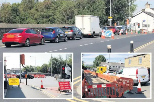  ??  ?? Traffic queues on Whalley Road and Burnley Road caused by roadworks