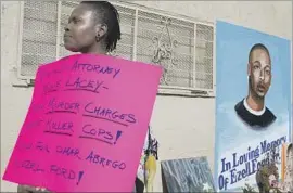  ?? Cheryl A. Guerrero Los Angeles Times ?? OMAR ABREGO’S death in August 2014 in South L.A. came about a week before the fatal police shooting of Ezell Ford. Above, a 2015 protest of the incidents.