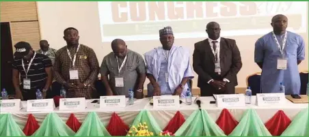  ??  ?? The gathering in Awka, Anambra State where suspended AFN President Ibrahim Shehu Gusau (3rd right) declared autonomy for the federation on Wednesday. 3rd right is Ogba who has withdrawn from the board