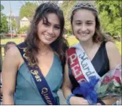  ?? PHOTO COURTESY OF PAM HUMMER ?? 2017 Fairport Harbor Mardi Gras Queen Emilia DiBiasio, a Mentor High School graduate, left, poses with her successor, 2018 Mardi Gras Queen Leigh Stavar, a Perry High School graduate.