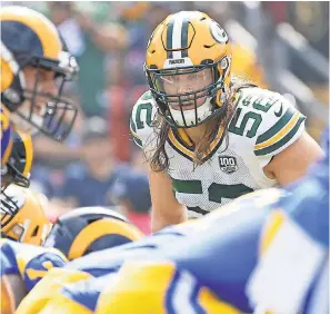  ?? JAKE ROTH/USA TODAY SPORTS ?? Packers linebacker Clay Matthews has 21⁄2 sacks this season, including one of the Rams’ Jared Goff last week.