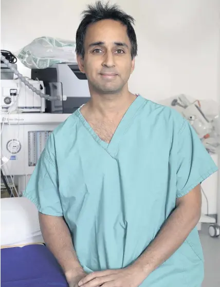  ??  ?? > Plastic reconstruc­tive surgeon Amar Ghattaura, who is leading the lymphoedem­a team at Spire Cardiff Hospital in Pontprenna­u