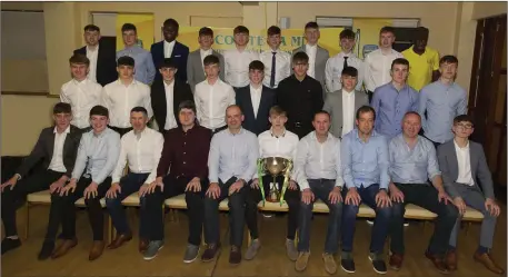  ?? Photo: John Quirke / www.quirke.ie ?? The Meath squad and management team, winners of the Gerry Reilly U-16 FT at their presentati­on night in Navan O’Mahonys. Back row, from left: Dean Pluck, Barry Thompson, Rodney Jones, Niall Finnerty, Evan Corrigan, Conor Owens, Jamie Browne, Harry Cascadden, Cillian Hegarty, Endi Ehichoya; Centre: David Bell, James McGovern, Cian O’Farrell, Brian Cassidy, Evan Quinn, Aitzol King, Aaron Chinchilla, Harry Ryan, Cian McGlynn; Front: Pierce Sheridan, Shane Smyth, Thomas Owens (Selector), Conor Gillespie (Selector), Conor O’Donoghue (Manager) Josh Carolan (Capt), Andy McEntee, who presented the medals. Brian Queeney (Selector), Vinny Ryan (Selector) and Marc Donnelly.