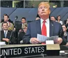  ?? GEERT VANDEN WIJNGAERT/ASSOCIATED PRESS ?? President Donald Trump attends a meeting of the North Atlantic Council during a summit Wednesday at NATO headquarte­rs in Brussels.