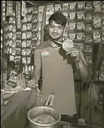  ?? VIPIN KUMAR/HT PHOTO ?? Asian Games Sepak Takraw bronze medal winner Harish Kumar at his father’s tea shop in New Delhi