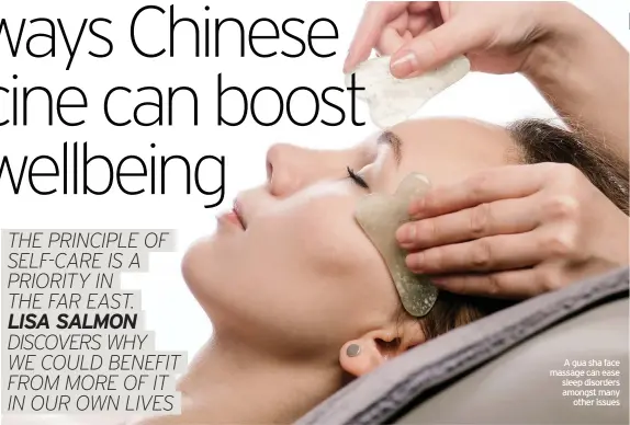  ??  ?? 02 Caption White
A gua sha face massage can ease sleep disorders amongst many other issues