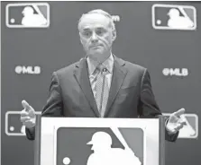  ?? LM OTERO/AP ?? Commission­er Rob Manfred has the power to force a season even without an agreement with the players.
