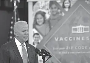  ?? SUSAN WALSH/AP FILE ?? President Joe Biden and his team view the pandemic as the root cause of both the nation’s malaise and his own political woes.