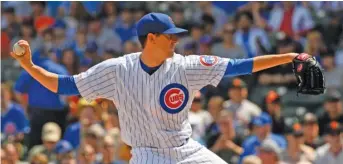  ?? AP ?? Kyle Hendricks spun seven scoreless innings against the Giants, allowing three hits and walking none.