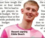  ?? ?? Recent signing Eddie Beach