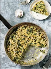  ?? CONTRIBUTE­D BY EVAN SUNG ?? This ricotta and spinach spaghetti pie is from “Inspiraliz­ed and Beyond” by Alissandra Maffucci.