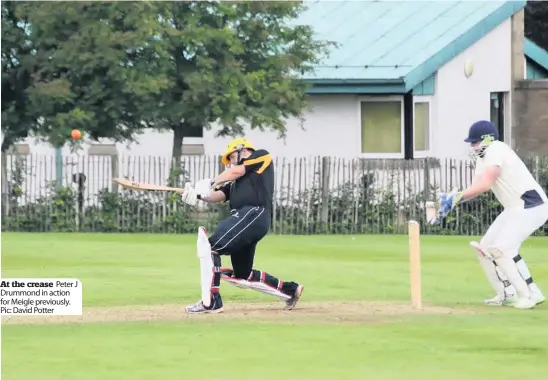  ??  ?? At the crease Peter J Drummond in action for Meigle previously. Pic: David Potter