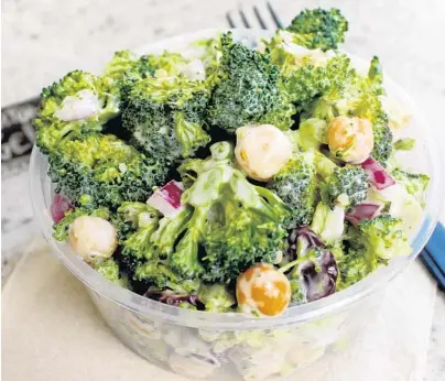  ?? CLAIRE PEREZ/COURTESY ?? Way Beyond Bagels, with locations in Delray Beach and Boca Raton, makes their Broccoli Salad several times throughout the day.