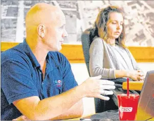  ?? MITCH MACDONALD/THE GUARDIAN ?? Montague chief administra­tive officer Andy Daggett discusses the possibilit­y of powering the Cavendish Farms Wellness Centre with solar energy during the town’s committee of council meeting on Monday. Council will vote in two weeks whether to fund a...