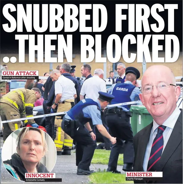  ??  ?? Gardai in Ballymun after shooting INNOCENT Antoinette Corbally MINISTER Charlie Flanagan