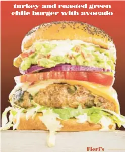 ??  ?? Popular Food Network host Guy Fieri is known for his over-the-top dishes. This is his rendition of a classic California-style turkey burger, adapted from his new book, Guy Fieri Family Food. His expert tips: Chilling the patties helps them hold their...