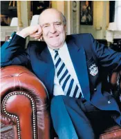  ??  ?? Steele-bodger in the East India Club and, below right, as the England rugby selector: he will be remembered for his long associatio­n with the Barbarians, a club dedicated to expansive rugby