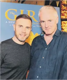  ??  ?? CALENDAR BOYS: Above, Gary Barlow with writer Tim Firth (TJ100759a); and right producer David Pugh (JH1009/05g).