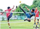  ??  ?? A Sepak Takraw match was held on Thursday - Pic by Amila Gamage