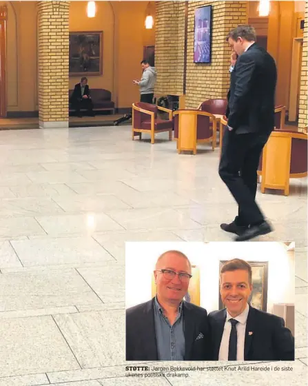  ?? BEGGE FOTO: EIRIK HAU GEN ?? STØTTE: Jørgen Bekkevold har støttet Knut Arild Hareide i de siste ukenes politiske drakamp.