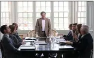  ?? (Hulu via AP/Gene Page) ?? Michael Stuhlbarg (center) addresses colleagues in a scene from “Dopesick,” an eight-part miniseries about America’s opioid crisis, now streaming on Hulu.