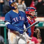  ?? JASON MILLER / GETTY IMAGES ?? The Texas Rangers’ Joey Gallo reacts after striking out last month. Entering Tuesday, Gallo led the majors with 78 strikeouts this season.