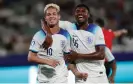  ?? David Mdzinarish­vili/EPA ?? Emile Smith Rowe celebrates with Ben Johnson after scoring against Israel. Photograph: