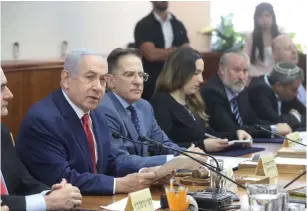  ?? (Marc Israel Sellem/The Jerusalem Post) ?? PRIME MINISTER Benjamin Netanyahu advocates for Likud’s camera’s bill during Sunday’s cabinet meeting.