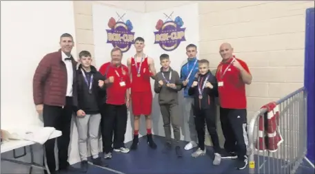  ??  ?? Pictured at the Wexford Box Cup championsh­ips were: Alistair Crowley, Jason Breen, Jim Moore, Sean Tyndall, Daniel Feokrytov, Matthew Tyndall, Sean Tyndall and Matthew Tyndall Senior.