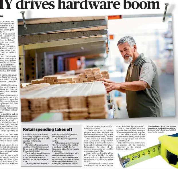  ??  ?? There has been a 42 per cent increase in residentia­l building consents in the 12 months before September, with 248 issued by the council.