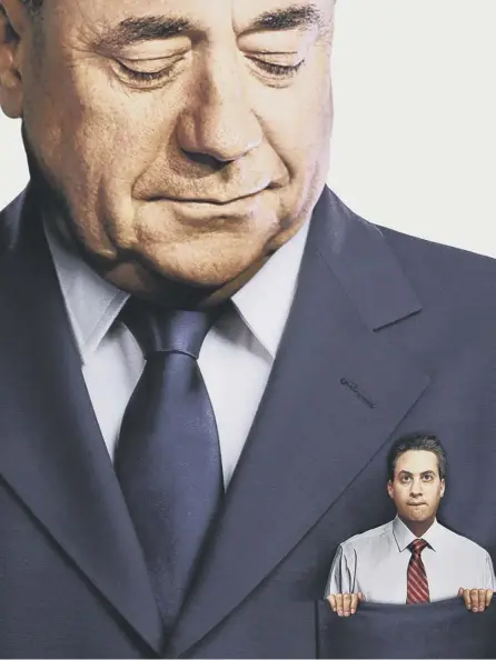  ??  ?? 2 A 2015 Conservati­ve Party poster of Labour party leader Ed Miliband in the pocket of former SNP leader Alex Salmond