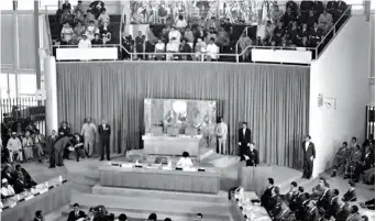  ?? (XINHUA) ?? Participan­ts attend the opening ceremony of an assembly of heads of African states and government­s in Addis Ababa, Ethiopia, where the OAU was founded, on May 22, 1963