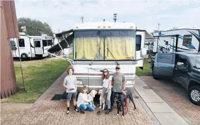  ?? GAMBLE FAMILY/COURTESY ?? The Gamble family camps while spending time in Florida. Parents Grant and Jana moved into a 40-foot RV to travel full time with their two teenagers, Jack and Stellie, plus the family’s three dogs.