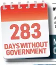  ??  ?? 283 DAYSWITHOU­T GOVERNMENT