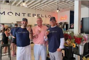  ?? COURTESY ?? Montebello Market co-owners David Cohen, left, and Jim Foley pose with Jay Farwell, right, at the new business that's a combinatio­n deli, market, gift store and bottle shop. Cohen and Foley intend their market to bring a bit of the East Coast to Los Gatos.