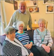  ?? ?? The recently retired Mairi Semple Cancer Fund committee stalwarts who served 125 years between them. Standing, Tommy Graham (40 years) and sitting, from left, Jill Lines (25 years), Helen Steel (35 years) and Sheena McFarlane (25 years).