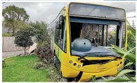  ?? ?? A bus crashed through the fence and trees in the front yard of Brendan Elks’ Naenae home. The company haven’t yet cleaned up the mess.