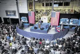  ?? CHRISTOPHE­R DILTS Sipa USA ?? President Joe Biden delivers remarks Wednesday at Gateway Technical College in Wisconsin, where he announced plans by Microsoft Corp. to build a $3.3 billion high-tech data center in nearby Racine, Wisconsin.