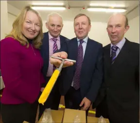  ??  ?? LEFT: Minister Michael Creed, who officially opened Wexford’s Glanbia plant, with Siobhan Talbot, CEO of Glanbia and John Murphy, Vice-Chairman, Glanbia. ABOVE: Siobhan Talbot, CEO, Glanbia, Henry Corbally, Glanbia Group Chairman, Minister Michael...