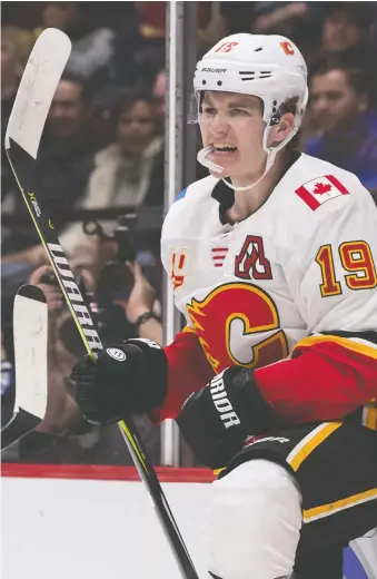  ?? DARRYL DYCK/THE CANADIAN PRESS ?? Matthew Tkachuk of the Flames says a fight with brother Brady of the Senators is not going to happen. Though they were always competitiv­e growing up, they're best buddies now.