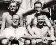  ??  ?? Shipmates: ‘Andy’ Anderson, front left, and Arthur Sykes, front right, with friends