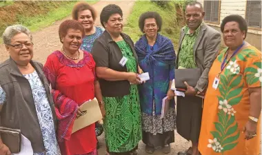  ?? Photo: Kelera Sovasiga ?? Workshop participan­ts. From left: Luisa Kaumaitoto­go, Laisa Rayawa, Luseana Vuli, Seruwaia Seruvatu, Lavenia Tuirara, Eroni Taviraki and Project Officer, Ema Asioli.