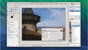  ??  ?? When rotating an image in GIMP, a grid will appear to help you to line up your verticals and horizontal­s.