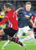  ??  ?? Scott McTominay was called into United’s defence at the Saints