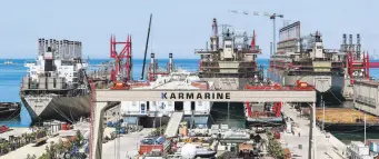  ?? ?? A general view of Karpowersh­ip’s shipyard in the Altinova district of Yalova, northweste­rn Türkiye, June 16, 2020.