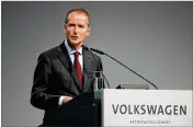  ?? SEAN GALLUP / GETTY IMAGES ?? Herbert Diess, newly appointed chairman of Volkswagen, is already under investigat­ion in Germany for possible market manipulati­on for not going public sooner about the emissions scandal.