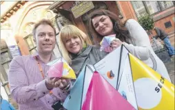  ?? Picture: Chris Davey FM4619447 ?? James Williams, head of marketing at The Beaney, Canterbury Festival marketing manager Rachel Pilard, and Canterbury Culture project assistant Alice Bryant with the paper fortune tellers