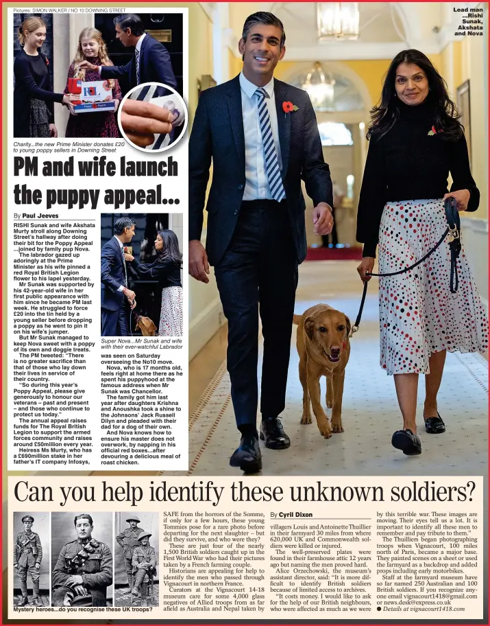  ?? Pictures: SIMON WALKER / NO 10 DOWNING STREET ?? Lead man ...Rishi Sunak, Akshata and Nova